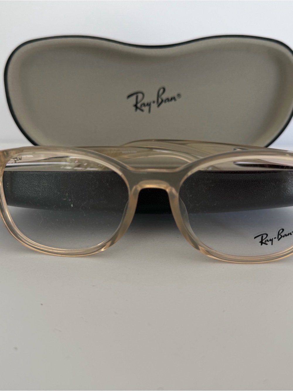 Ray-Ban Translucent Nude Round Frame Sunglasses with Gradient Lenses RB7093D